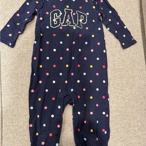 GAP Navy Polka Dot Baby One-Piece with Multicolor Dots